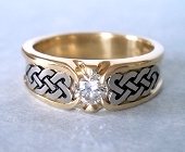 Yellow and White Gold Celtic Heart Shield Ring